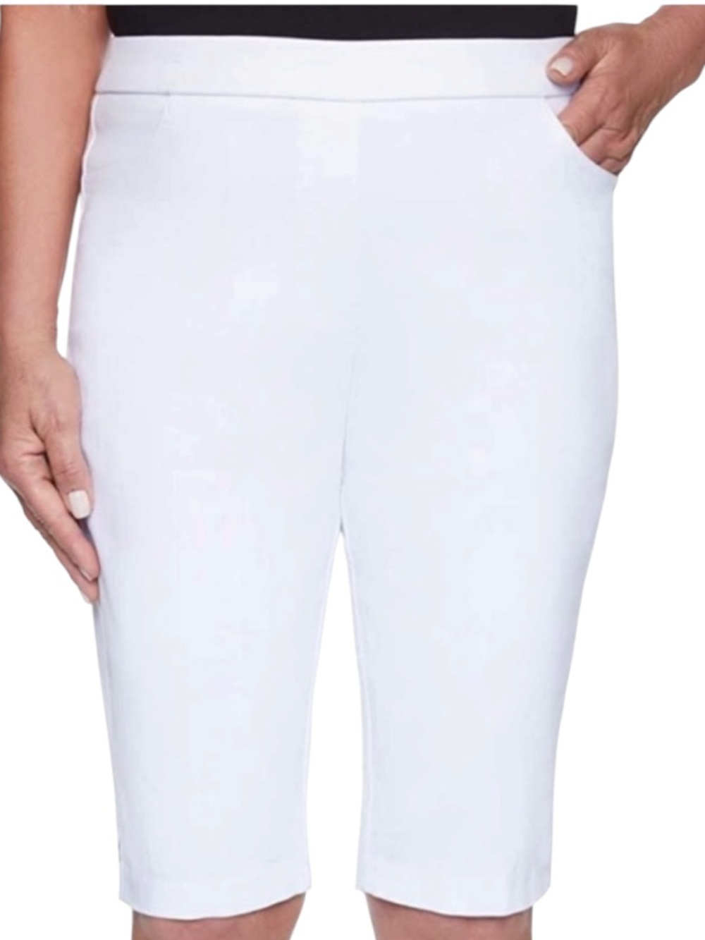 Alfred Dunner Allure NWT White Pull On Capri Pants Tummy Control Stretch 16W
